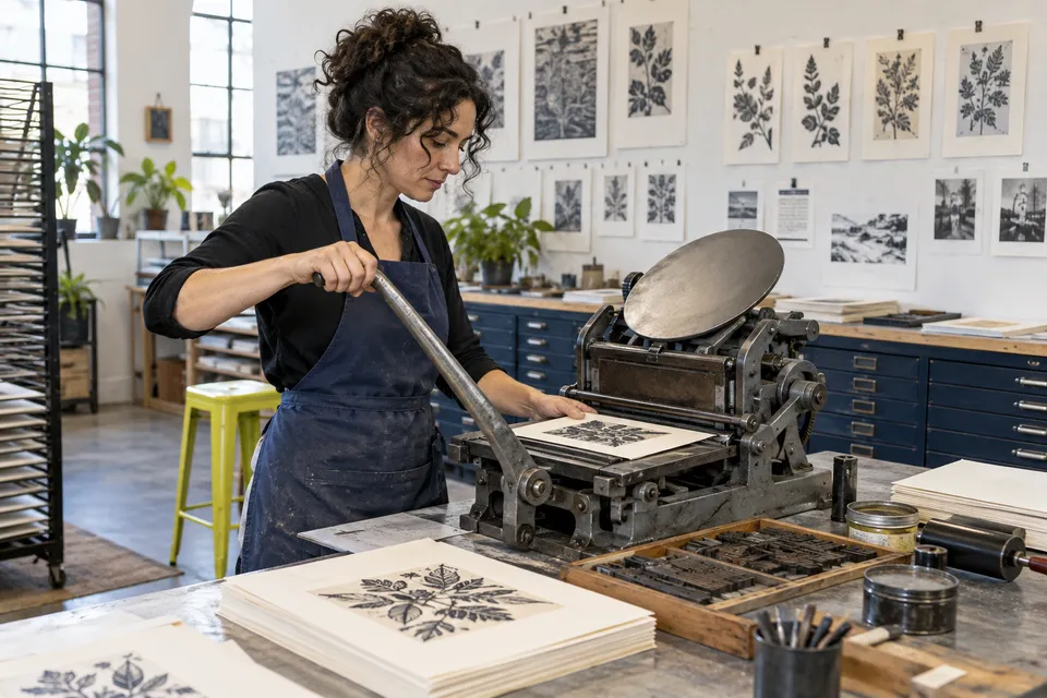 A small letterpress in use